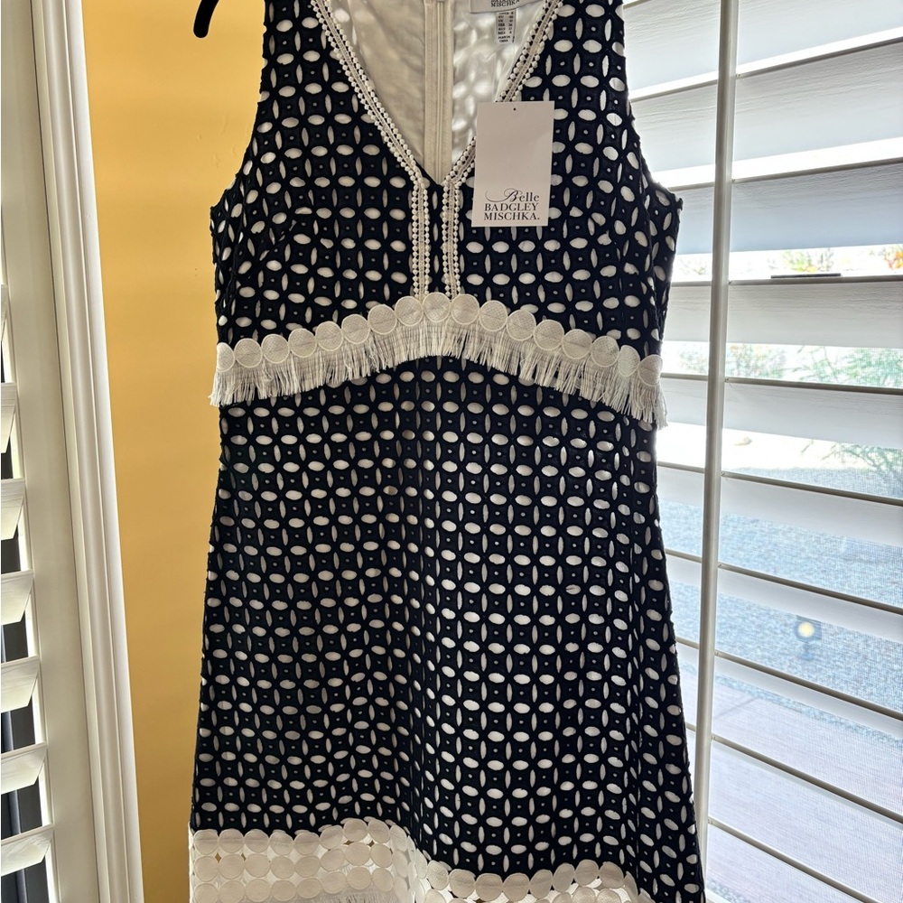 Badgley Mischka Black and White Textured Dress